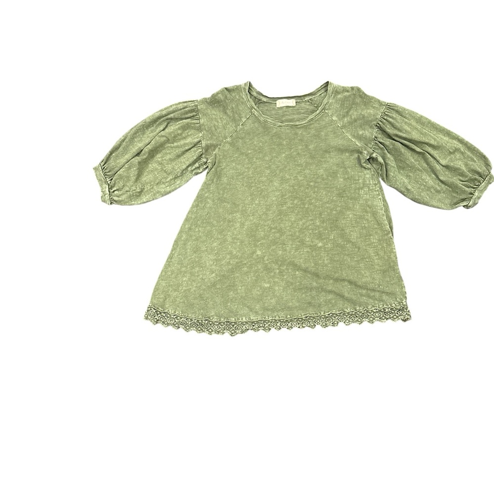 Altar’d State Women’s Green Bubble Sleeve Shirt Size S
